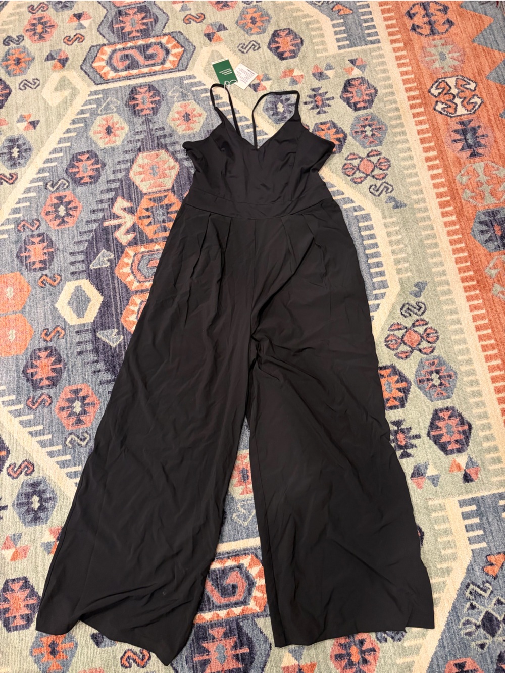 HALARA Black Wide-Leg Jumpsuit with Adjustable Straps